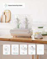 Momcozy 3 Layers Bottle Sterilizer and Dryer for M5, S12 Pro, V1, V2 breast pumps, organized and ready for use.