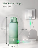 Momcozy mint green portable breast milk and water warmer, fast charging in 1.5 hours, ideal for travel