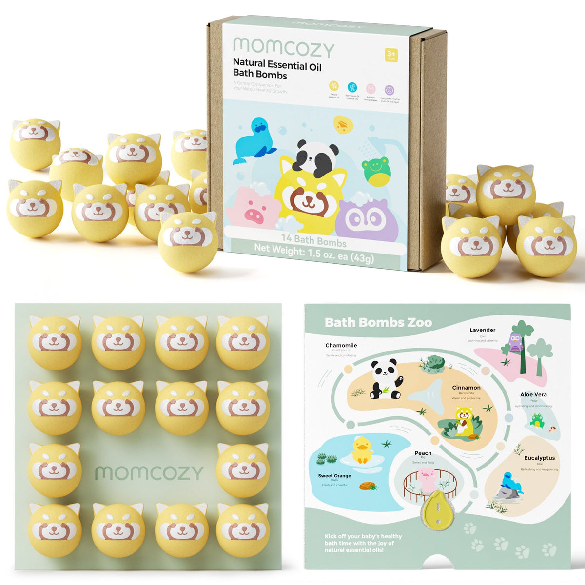 Red Panda-Shaped Natural Bath Bombs Gift Set (14 Pcs)