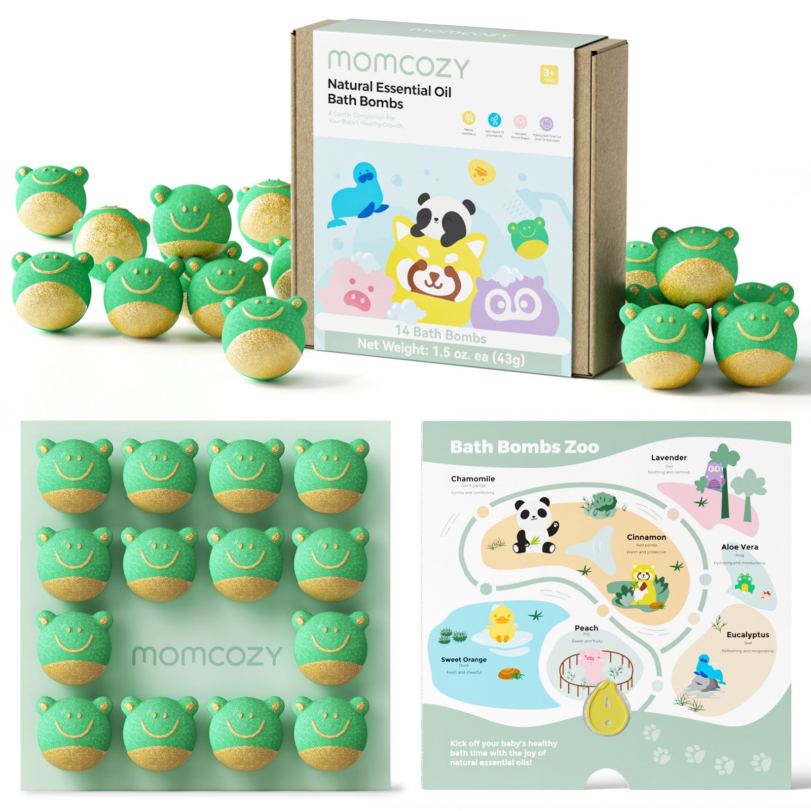 Frog-Shaped Natural Bath Bombs Gift Set (14 Pcs)