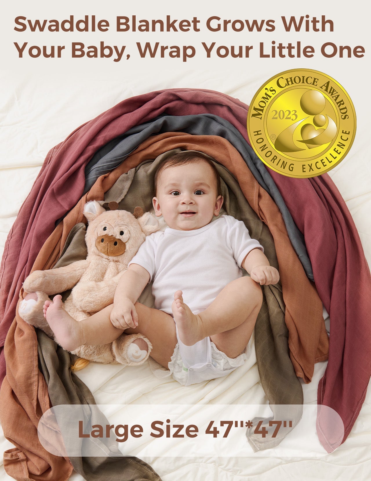 Momcozy Softness Swaddle Blankets -  Brown (4 Pack)