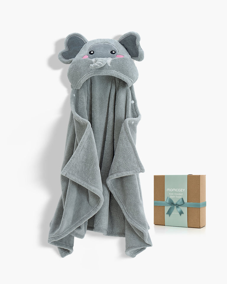 Translation missing: en.Momcozy Coral Fleece Hooded Baby Towel - Cute Elephant