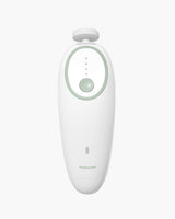 Momcozy Electric Baby Nail File top view, highlighting sleek design and control button.