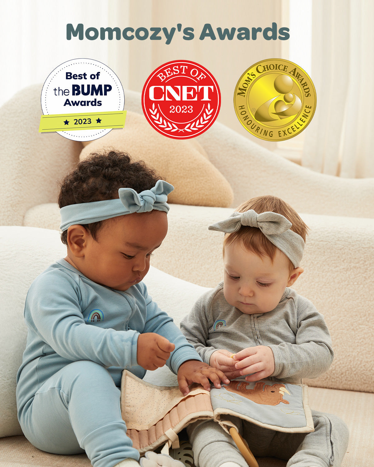 Momcozy Boy Girl Baby Pajamas - Newborn Sleepers - Blue & Grey