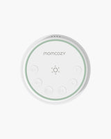 Momcozy Portable Baby Sound Machine - White with mint green accents, featuring easy-to-use control buttons for baby sleep.