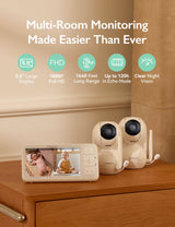 Momcozy BM03 baby monitor with 5.5" display, 1080P Full HD, multi-room monitoring, and night vision for baby monitoring