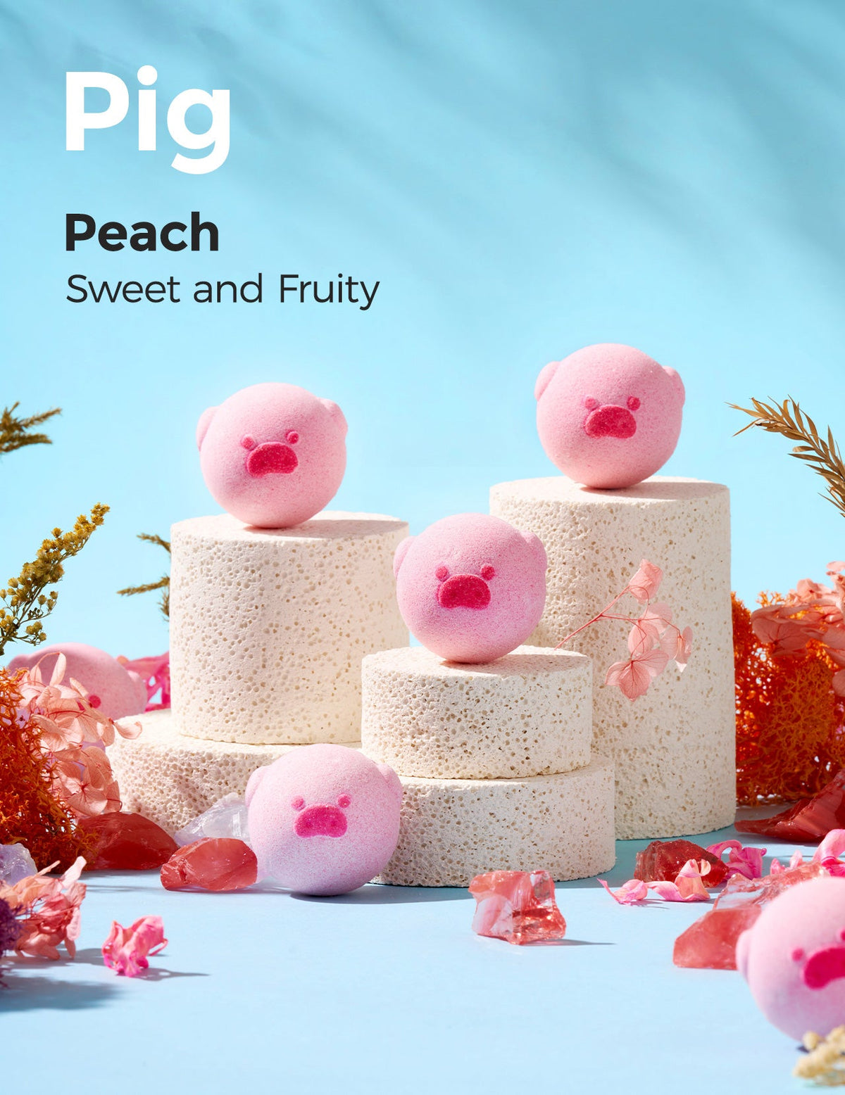 Pig-Shaped Natural Bath Bombs Gift Set (14 Pcs)