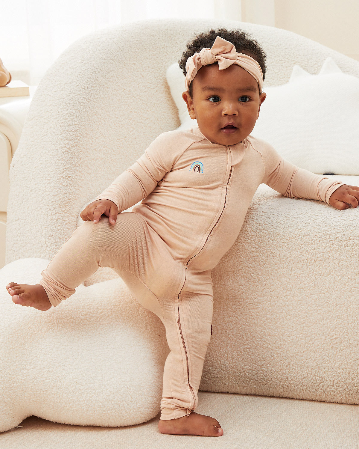 Momcozy Boy Girl Baby Pajamas - Newborn Sleepers - Dull Brown & Pinkish Grey