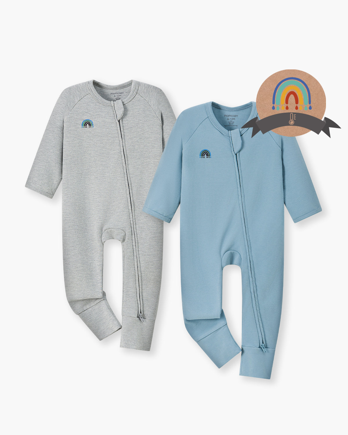 Momcozy Boy Girl Baby Pajamas - Newborn Sleepers - Dull Brown & Pinkish Grey