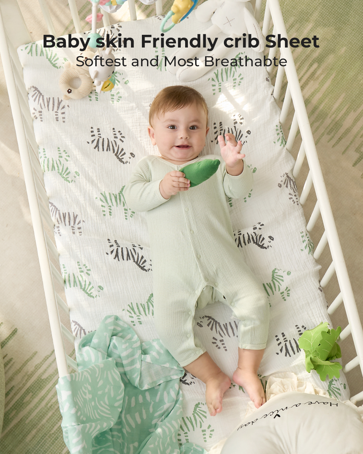 Momcozy Best Wishes Muslin Crib Sheets - Bravery Zebra