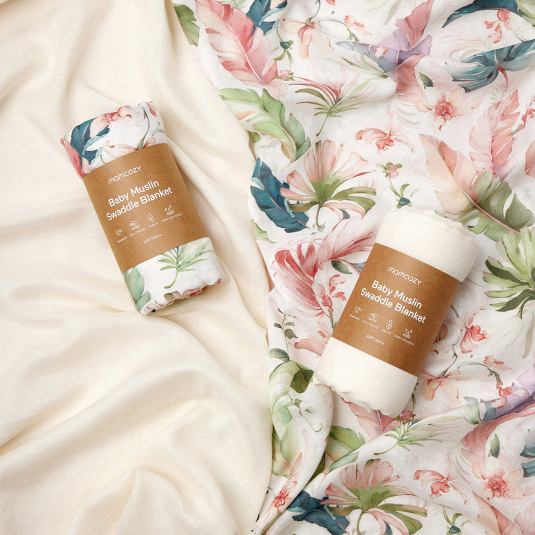 Translation missing: en.Momcozy Softness Swaddle Blankets -  Flower Beige (2 Pack)