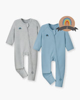 Momcozy Boy Girl Baby Pajamas - Newborn Sleepers - Blue & Grey