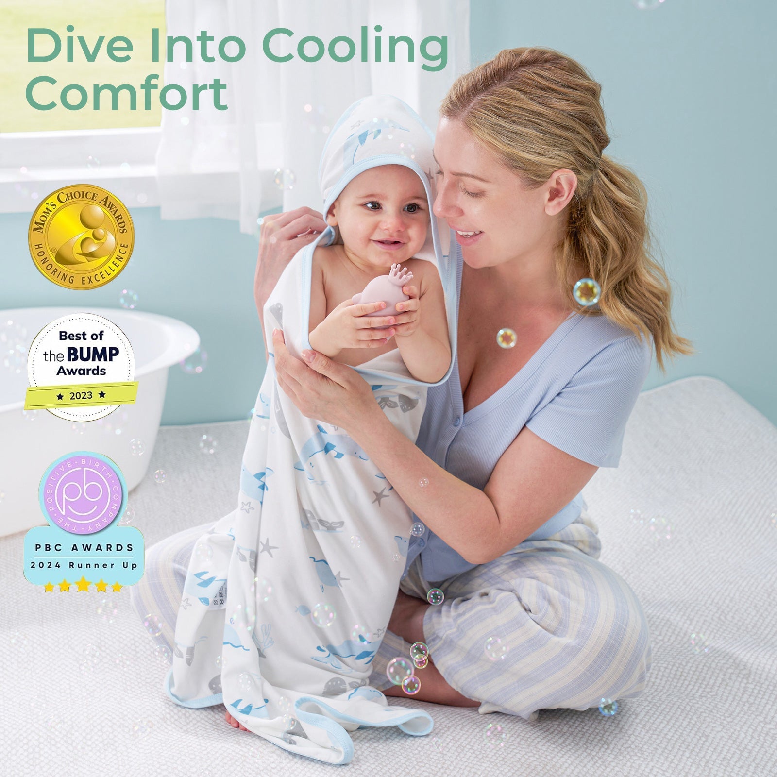 Momcozy Cooling Comfort Baby Hooded Bath Towel