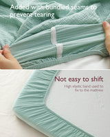 Momcozy Muslin Fitted Crib Sheets - 2 sizes - Green & Grey