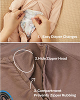Momcozy Boy Girl Baby Pajamas - Newborn Sleepers - Dull Brown & Pinkish Grey