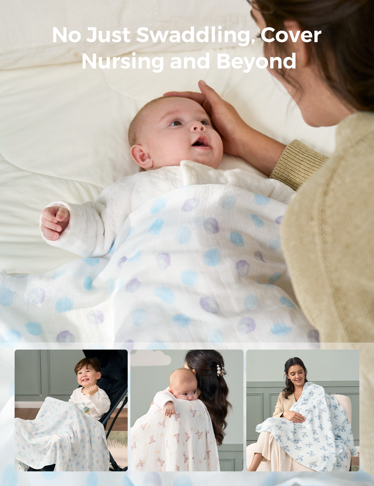 Momcozy Best Wishes Softness Swaddle Blankets -  Innocence