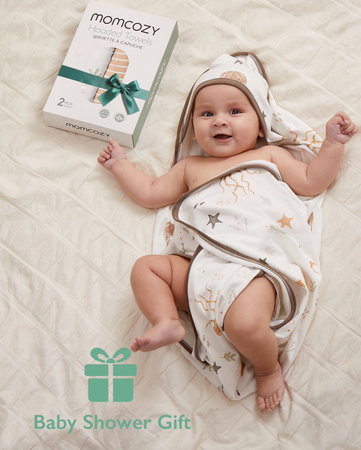 Baby Hooded Towel for Newborn Shower -  2-Pack