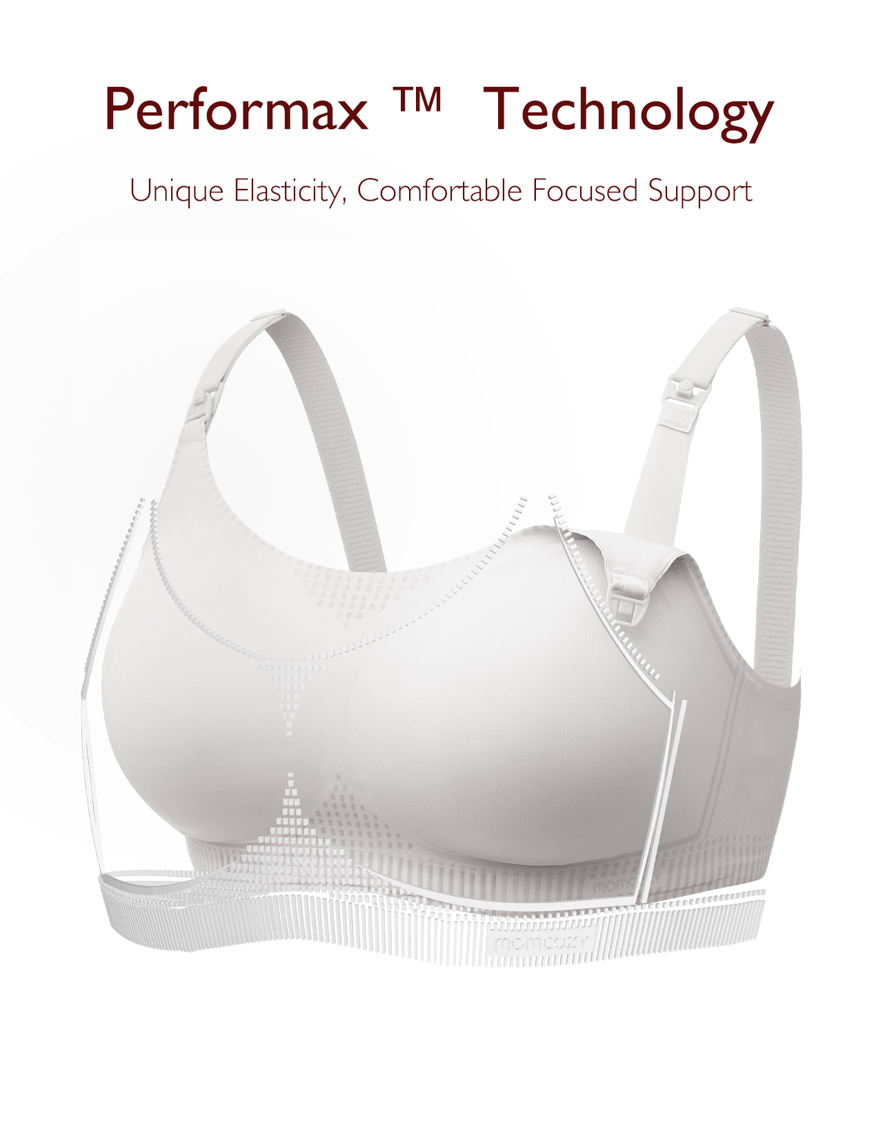 The U Liquid Spandex Nursing Bra featuring Performax™ Technology for unique elasticity and comfort.