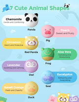 Natural Bath Bombs Gift Set with 7 Cute Animal Shapes(14 Pcs)