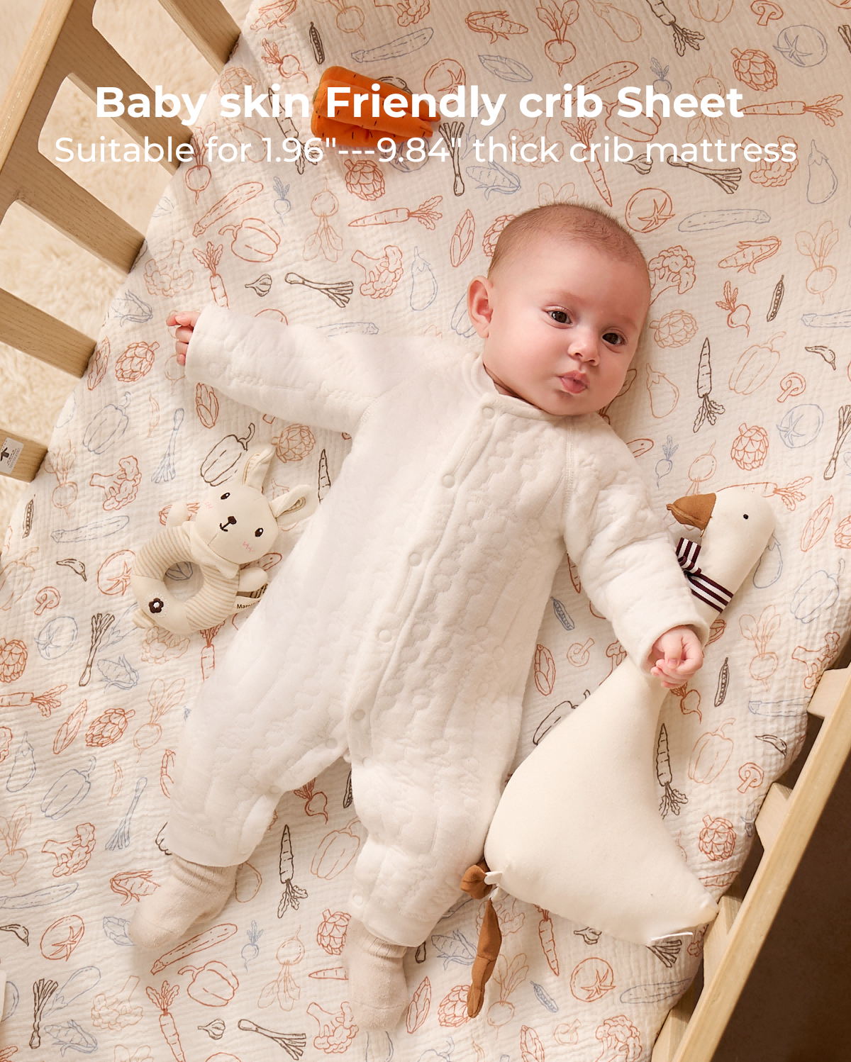 Momcozy Best Wishes Muslin Fitted Crib Sheets - Joy