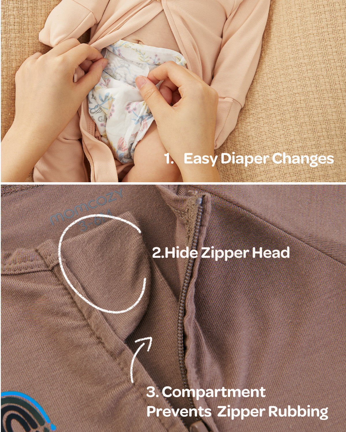 Momcozy Boy Girl Baby Pajamas - Newborn Sleepers - Blue & Grey