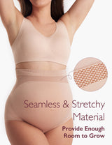 Oyster Pink high waist seamless belly support panties for pregnancy with stretchy material.