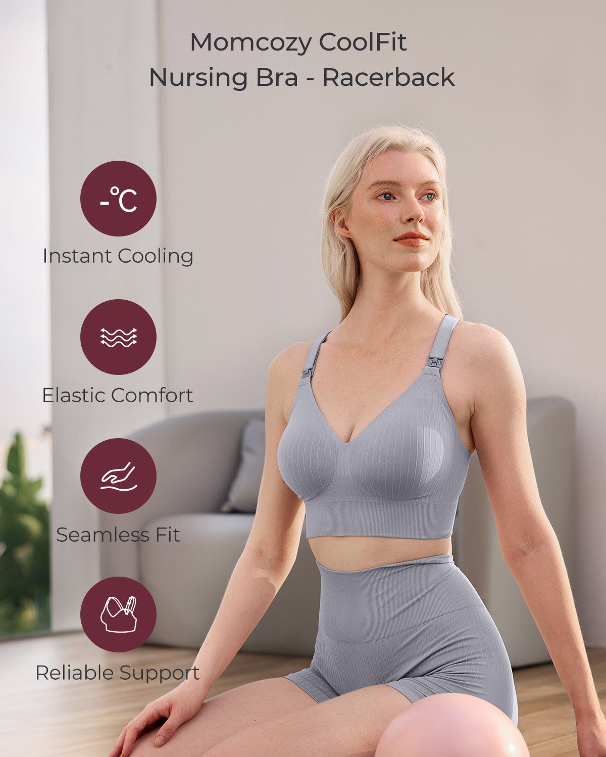 Momcozy CoolFit Nursing Sports Bra - Racerback