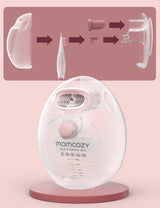 Momcozy screw-on milk storage bag demonstrating enhanced sealing and no-leak design components.