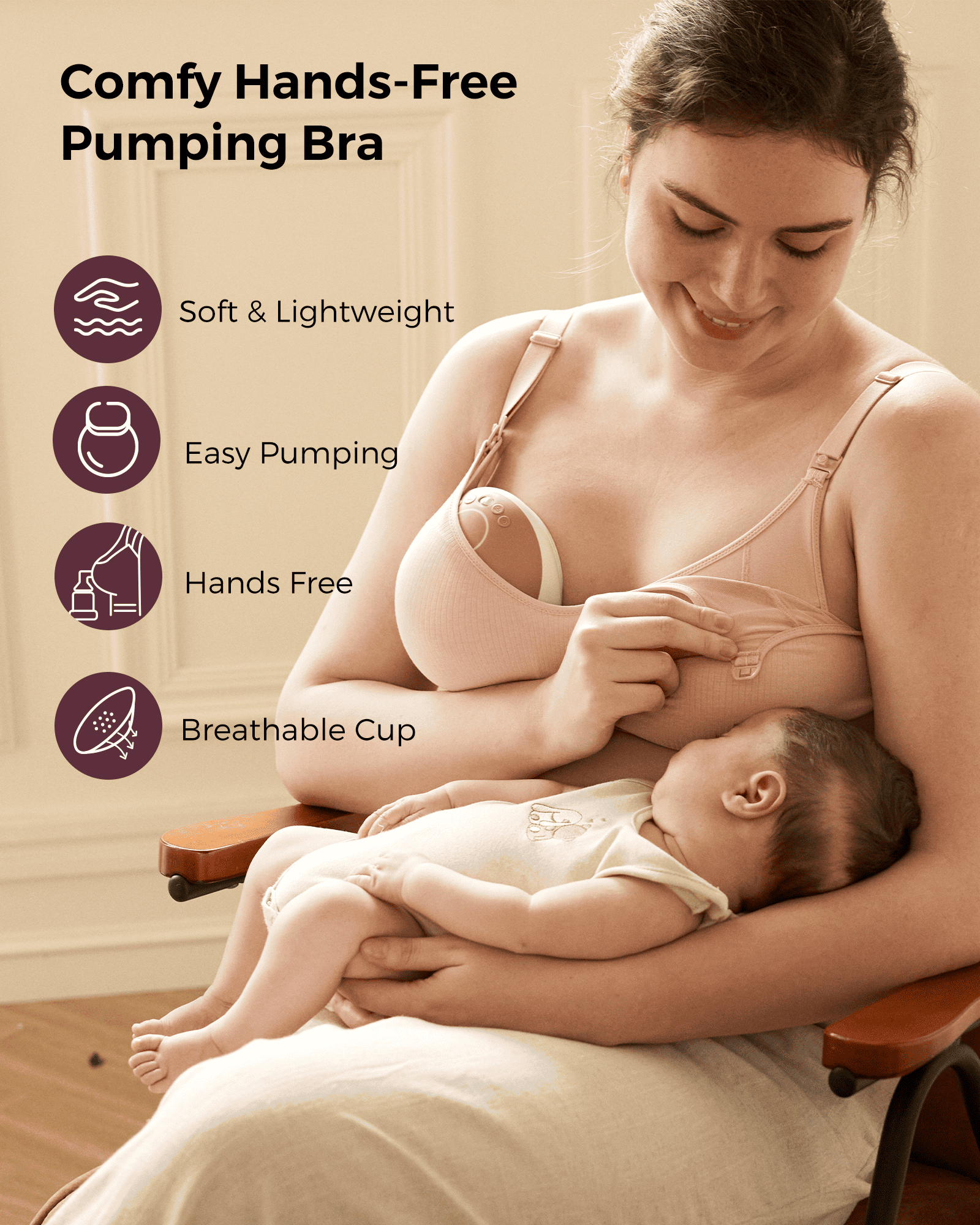 Momcozy Tencel™ Fabric Seamless Breast Pump Bra