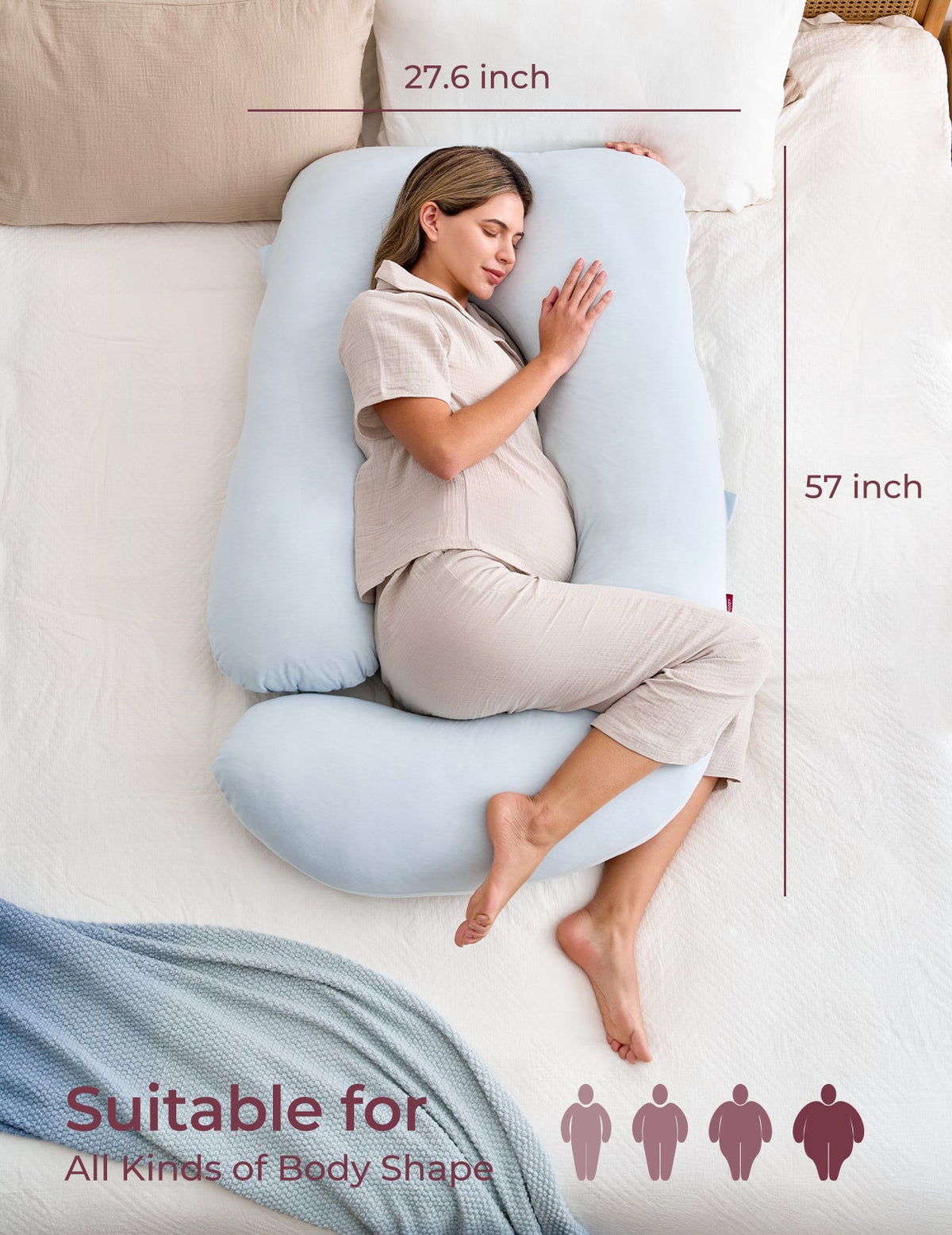 Huggable - U Shaped Cotton Maternity Body Pillow