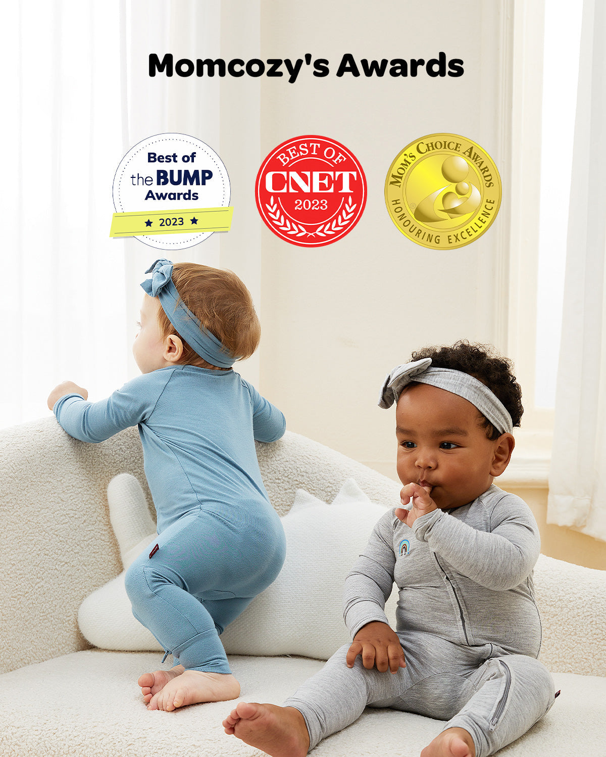 Momcozy Boy Girl Baby Pajamas - Newborn Sleepers - Blue & Grey