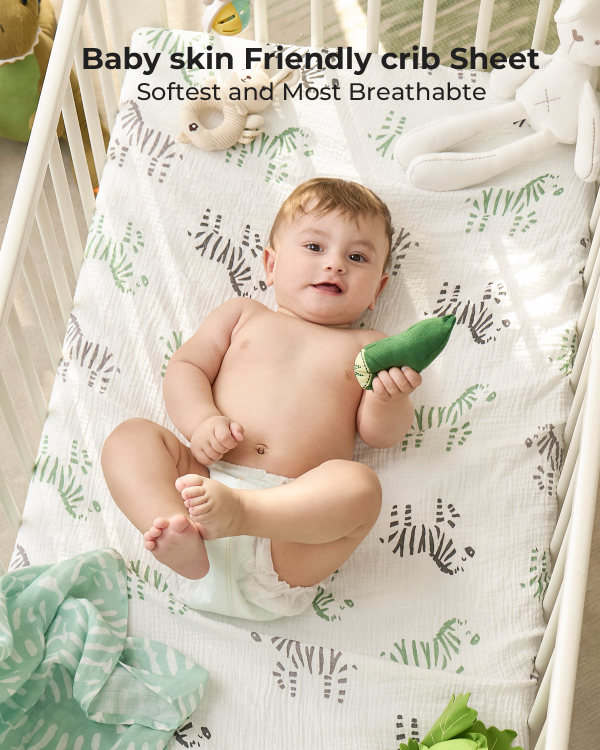 Momcozy Best Wishes Muslin Crib Sheets - Bravery Zebra