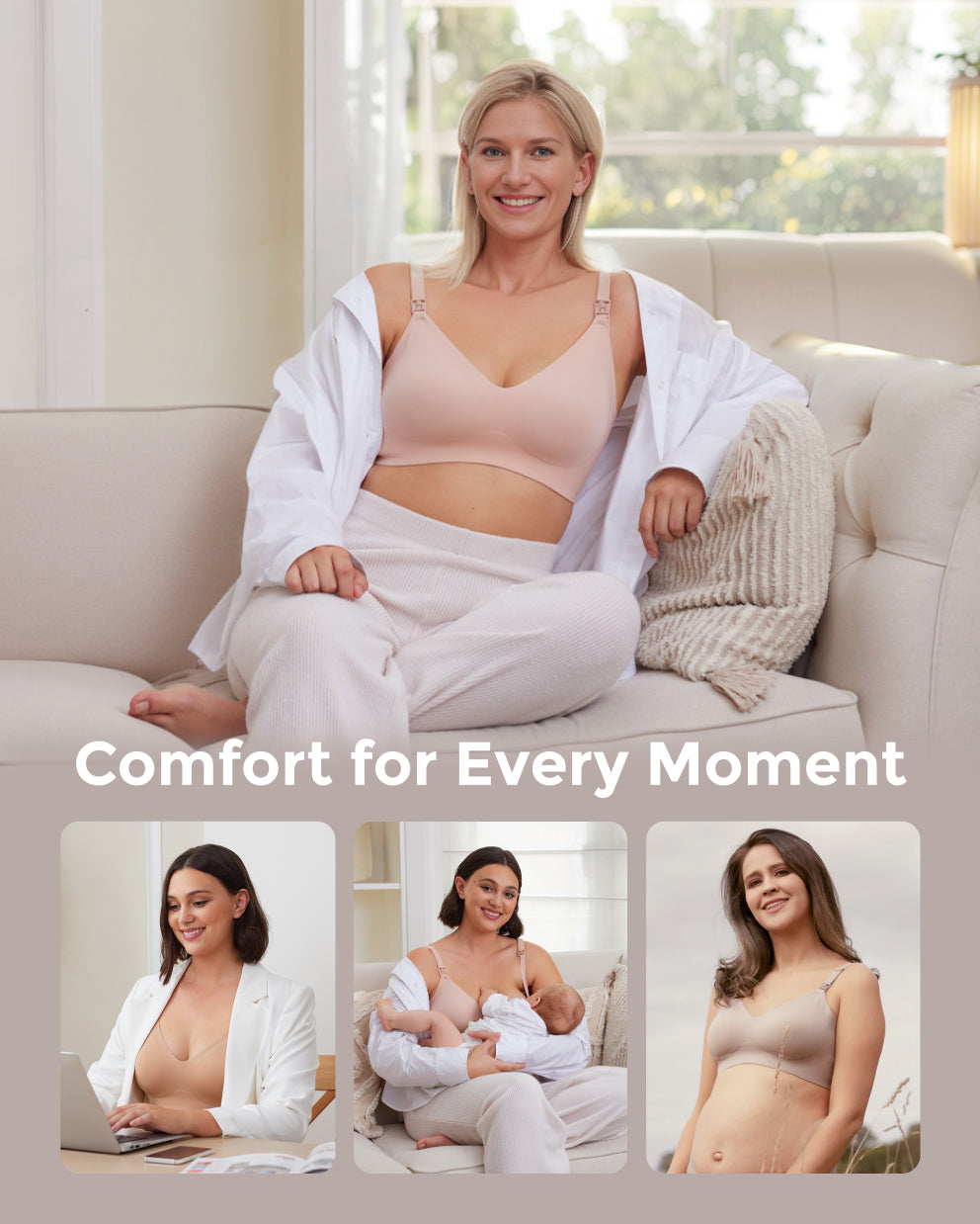 Pregnancy Comfort Bundle: Ergonest Belly Band and Ultra Soft Seamless Nursing Bra YN21