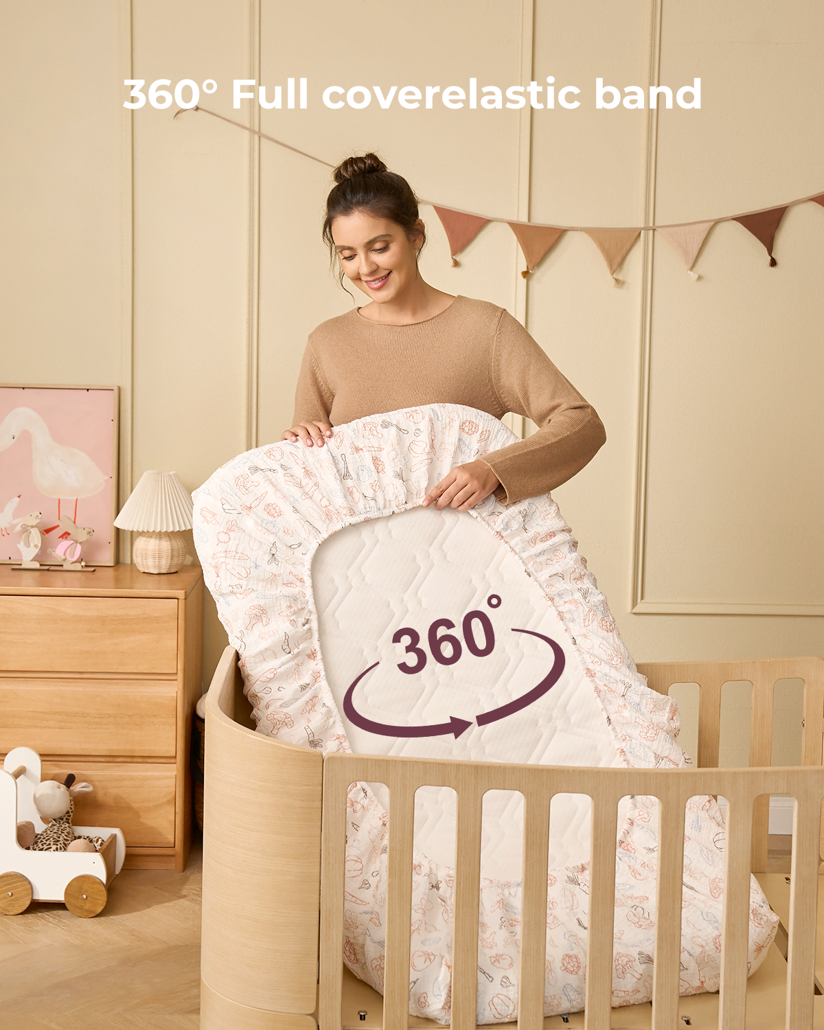 Momcozy Best Wishes Muslin Fitted Crib Sheets - Joy