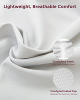 Close-up of lightweight ComfyAero fabric and Comfyperforated cup for breathability.