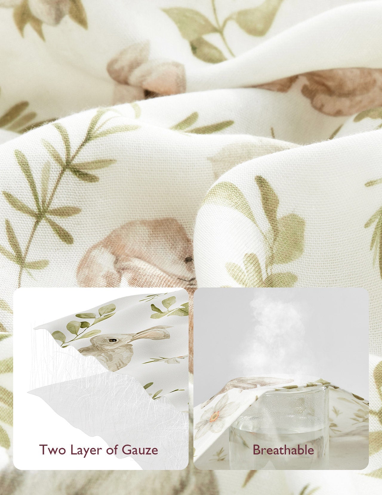 Momcozy Softness Swaddle Blankets -  Rabbit Green (2 Pack)