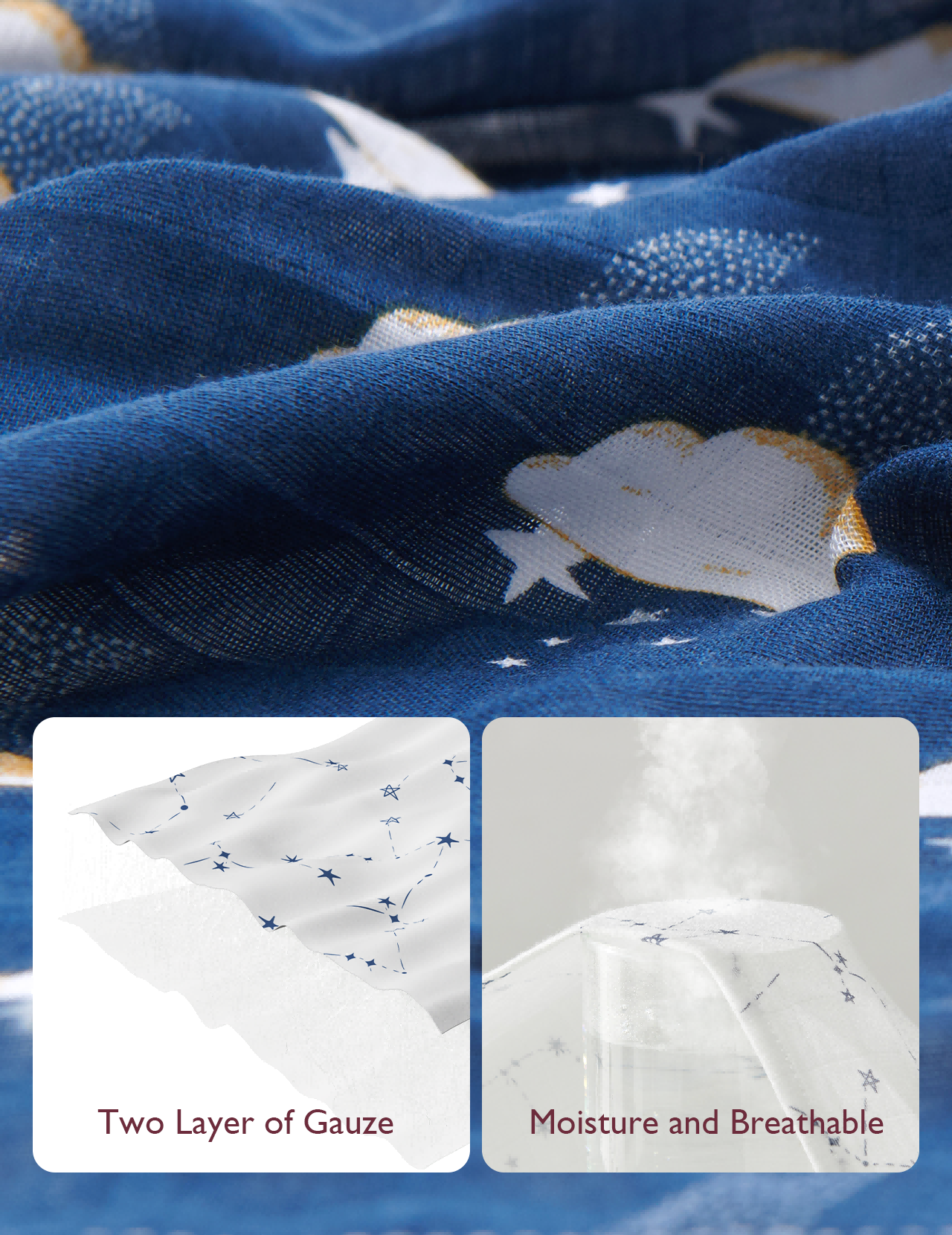 Momcozy Softness Swaddle Blankets -   Midnight Star Clouds (4 Pack)