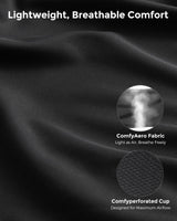 Black Maternity Nursing & Pumping Tank Top fabric featuring ComfyAero and Comfyperforated breathable design.