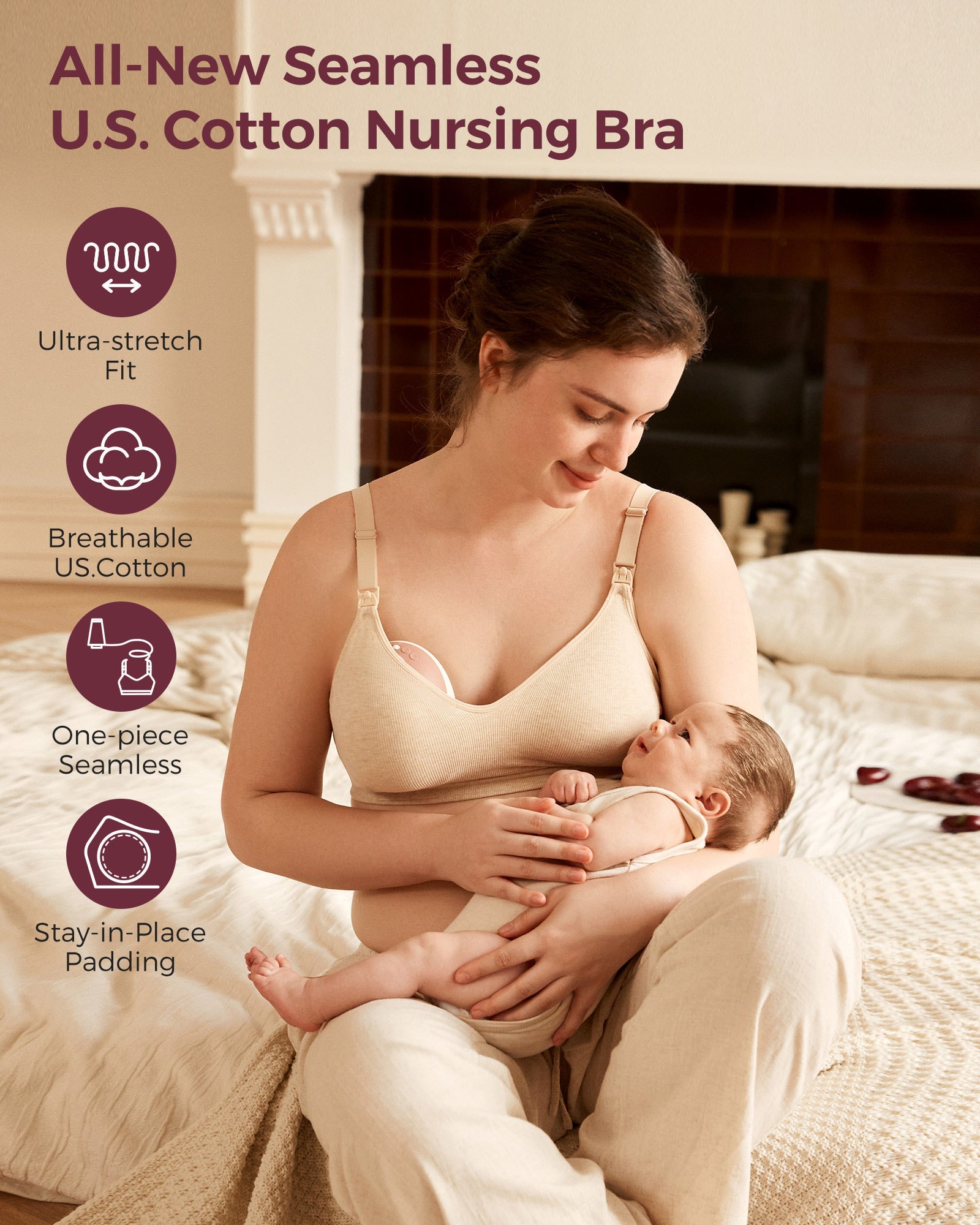 V1 Pro Bra Bundle: V1 Pro Breast Pump and US. Cotton Nursing Bra