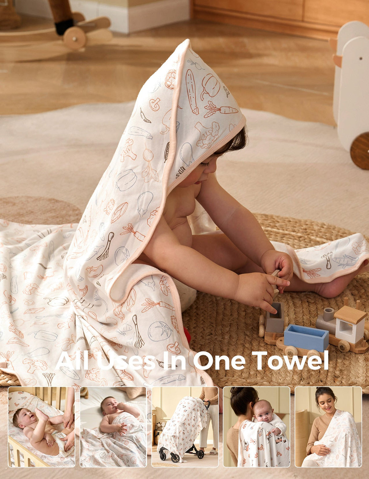 Momcozy Best Wishes Baby Hooded Towel - Joy