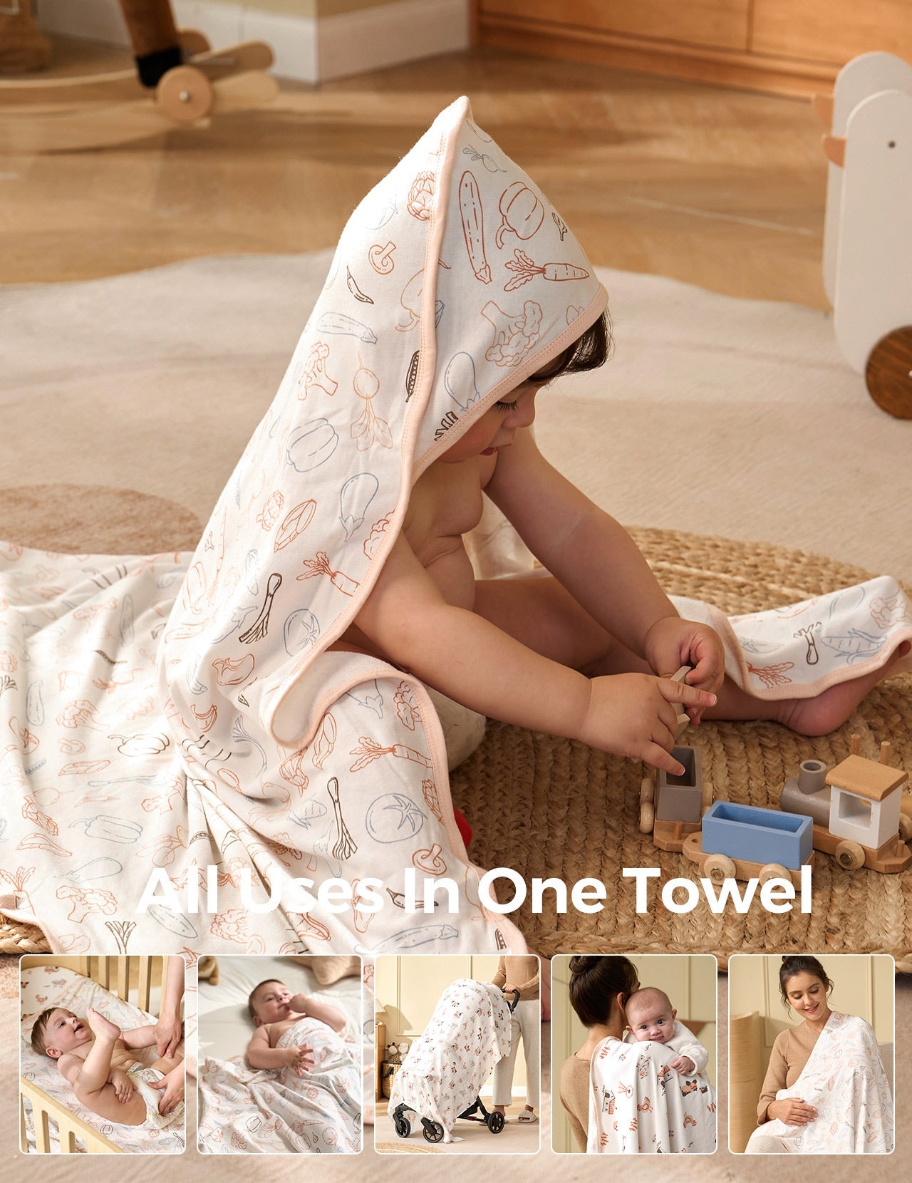 Momcozy Best Wishes Baby Hooded Towel - Joy