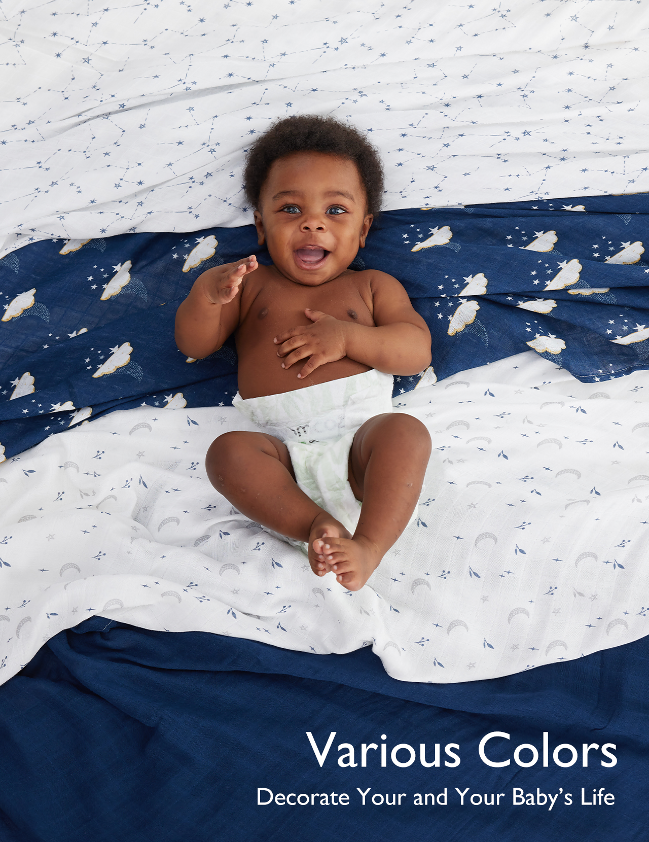 Momcozy Softness Swaddle Blankets -   Midnight Star Clouds (4 Pack)