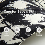 Momcozy PureHug baby carrier fabric detail: 100% cotton, soft & cozy, natural & safe, excellent support for baby's skin.