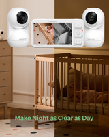 Momcozy BM03 baby monitor showing clear night vision on a 5.5-inch screen, promoting peace of mind for parents.