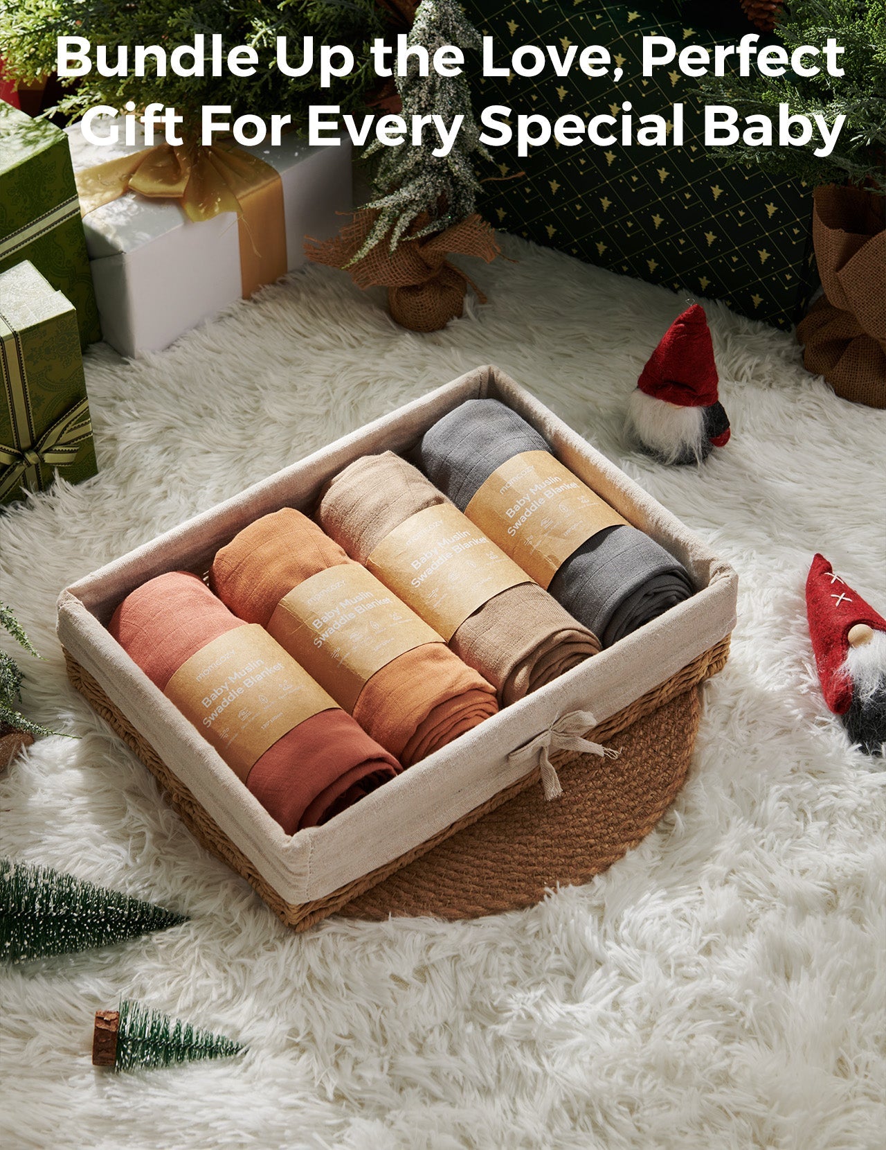 Momcozy Softness Swaddle Blankets -  Brown (4 Pack)