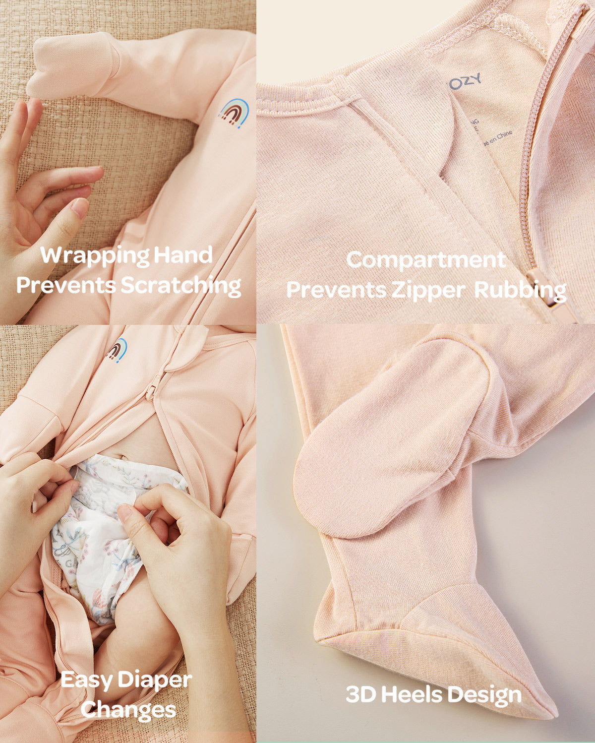 Momcozy Boy Girl Baby Pajamas - Newborn Sleepers - Blue & Grey
