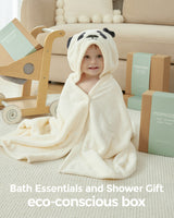 Momcozy Coral Fleece Hooded Baby Towel - Kind Panda