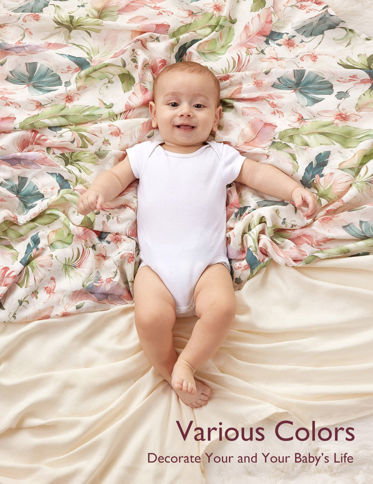 Momcozy Softness Swaddle Blankets -  Flower Beige (2 Pack)