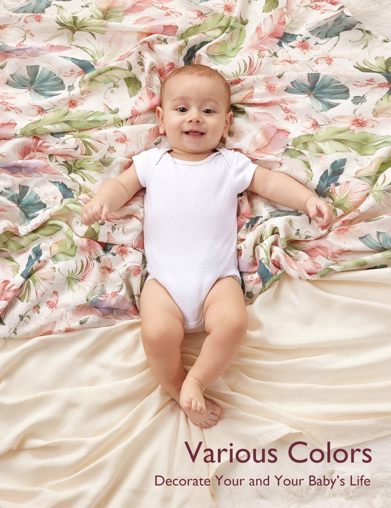 Momcozy Softness Swaddle Blankets -  Flower Beige (2 Pack)