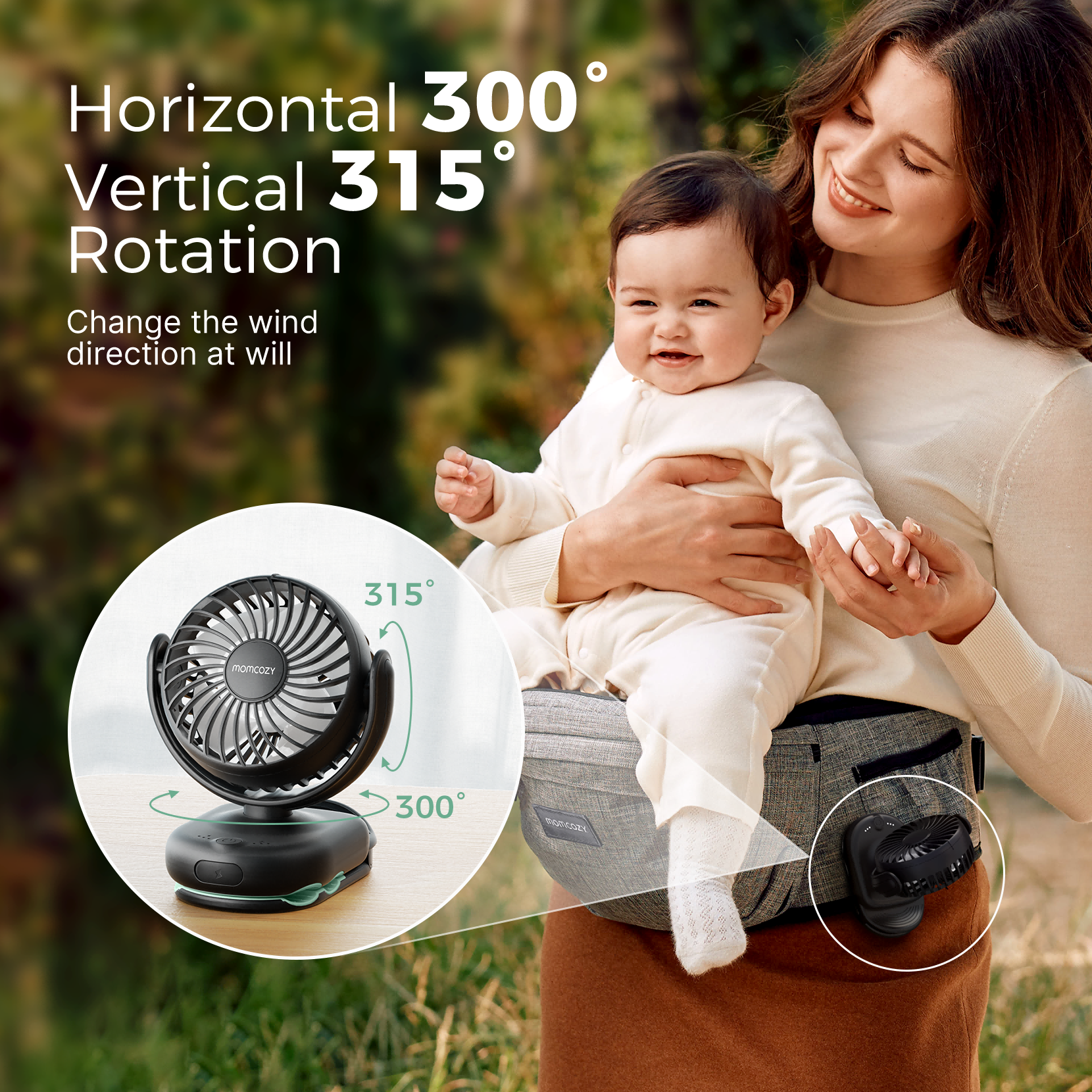 Outing Essentials Bundle: Baby Carrier and Clip-On Stroller Fan